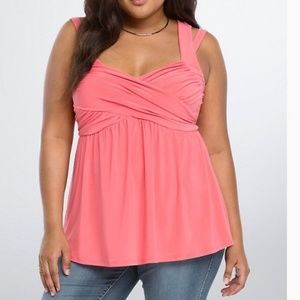 Salmon pink Torrid criss cross babydoll. NWOT